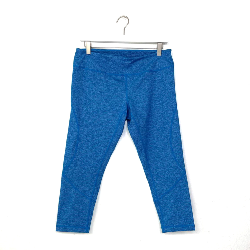 Zella Blue Capris Spandex Blend Large Striped NR315649MI Activewear Gym Yoga